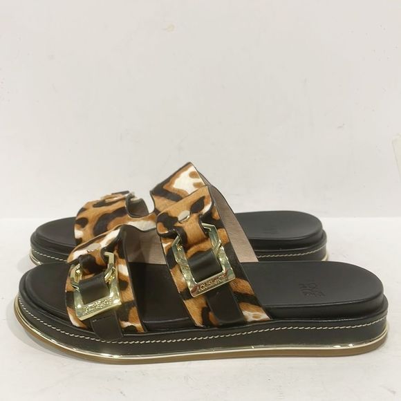 Louise et Cie  Animal Print Calf Hair Upper ‎ Sandal Women’s Sz 5M - Picture 1 of 13